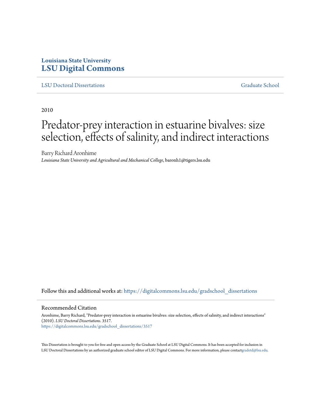 Predator-Prey Interaction in Estuarine Bivalves