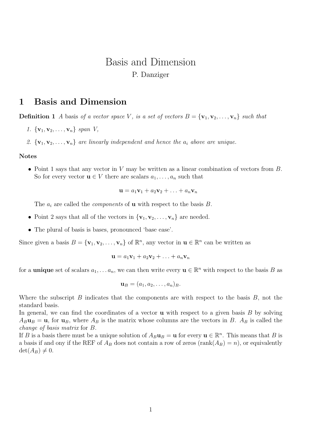 Basis and Dimension P