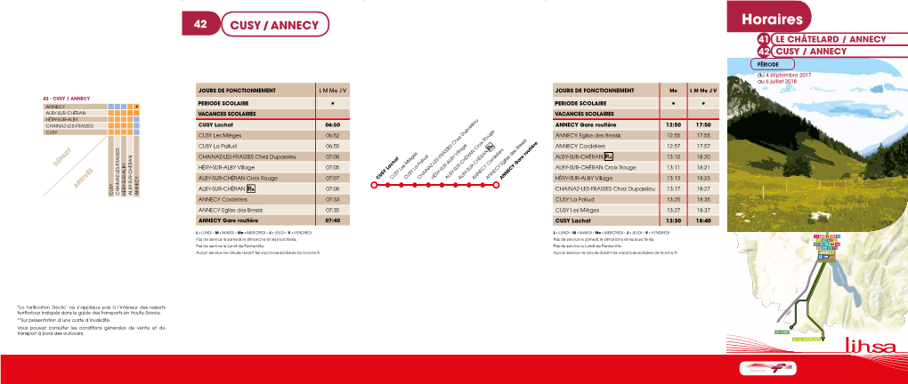 Horaires 41 LE CHÂTELARD / ANNECY 42 CUSY / ANNECY