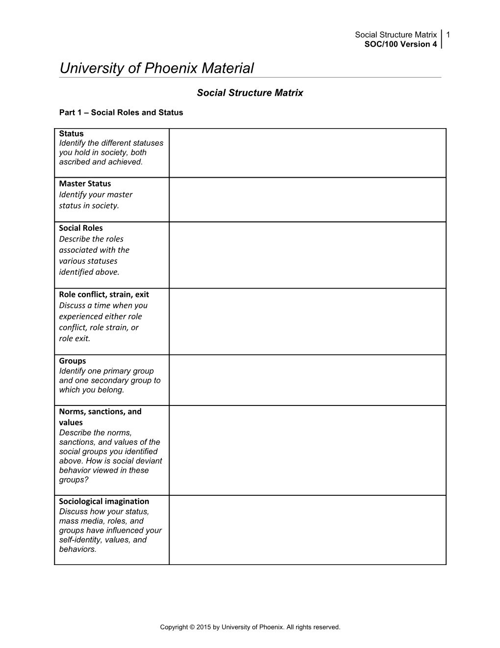 Part 1 Social Roles and Status