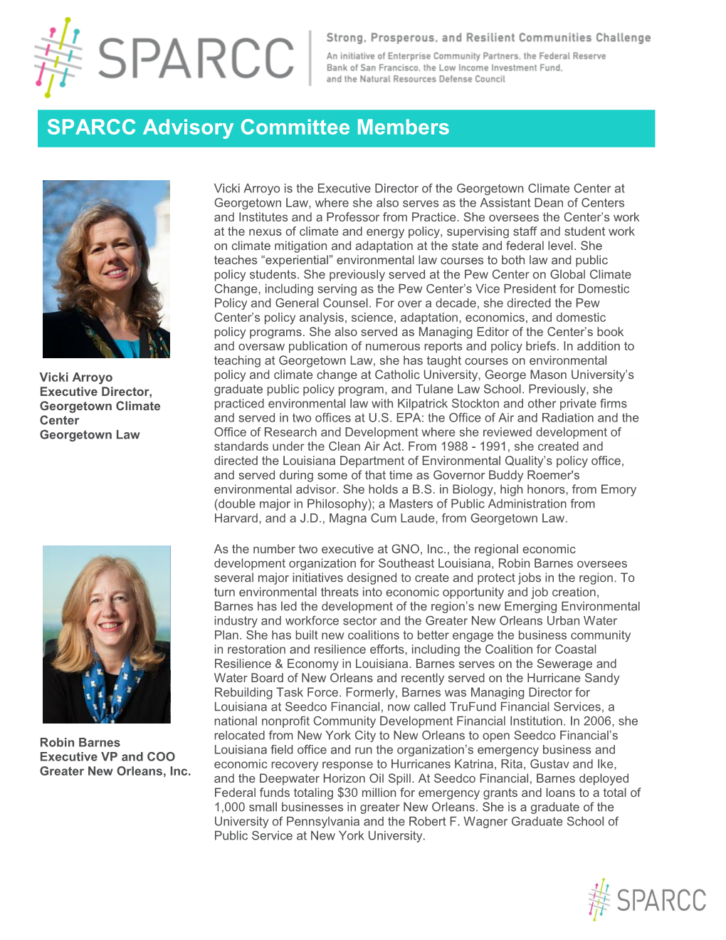 SPARCC Advisory Committee Members