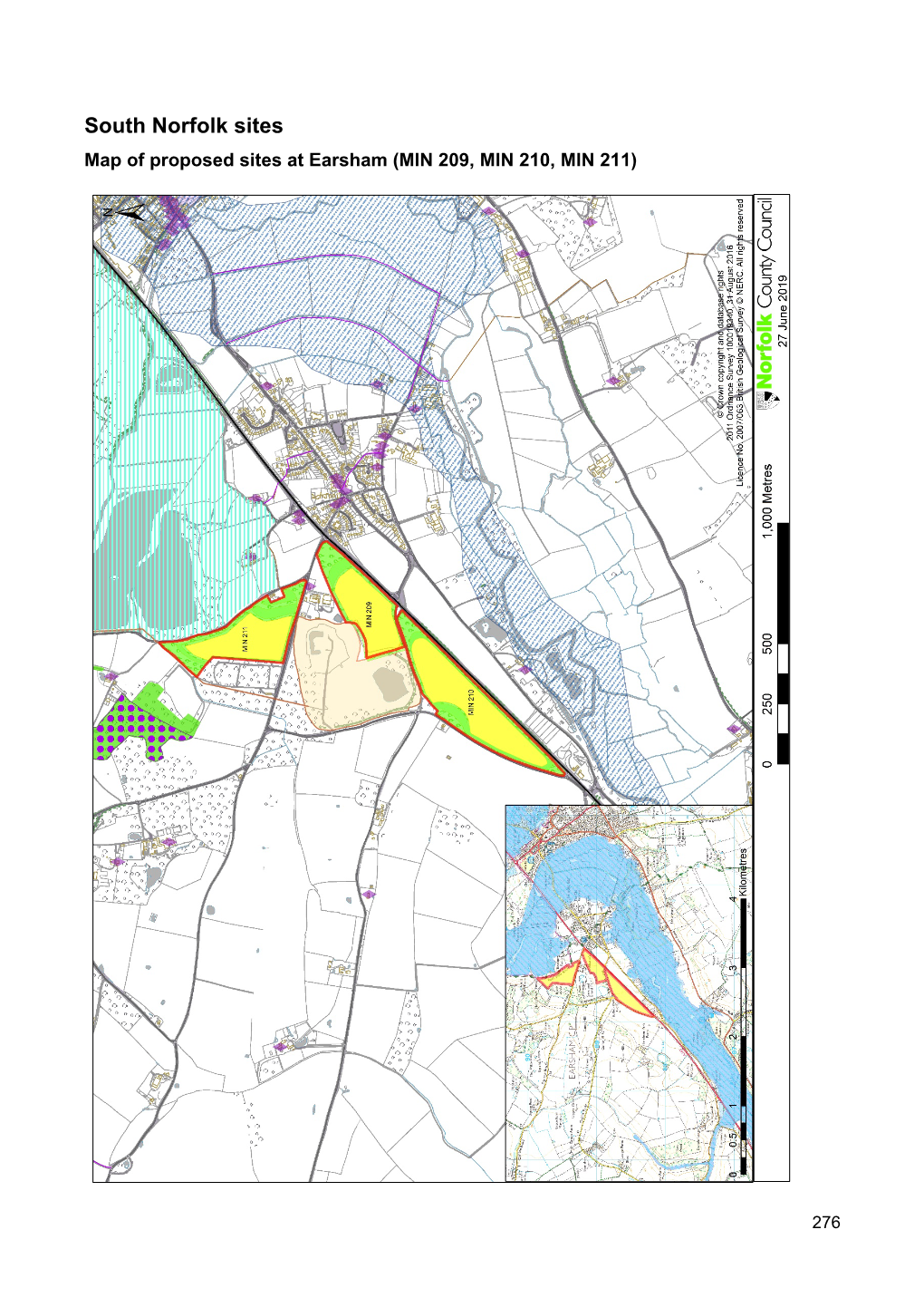 South Norfolk Sites Map of Proposed Sites at Earsham (MIN 209, MIN 210, MIN 211)