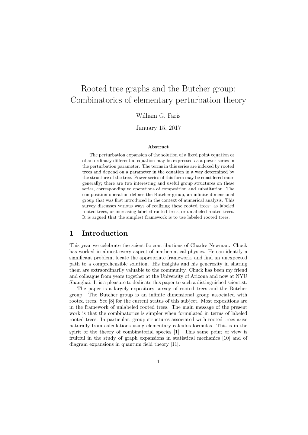 Rooted Tree Graphs and the Butcher Group: Combinatorics of Elementary Perturbation Theory