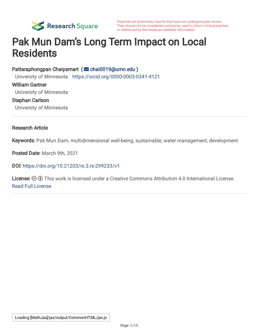 Pak Mun Dam's Long Term Impact on Local Residents
