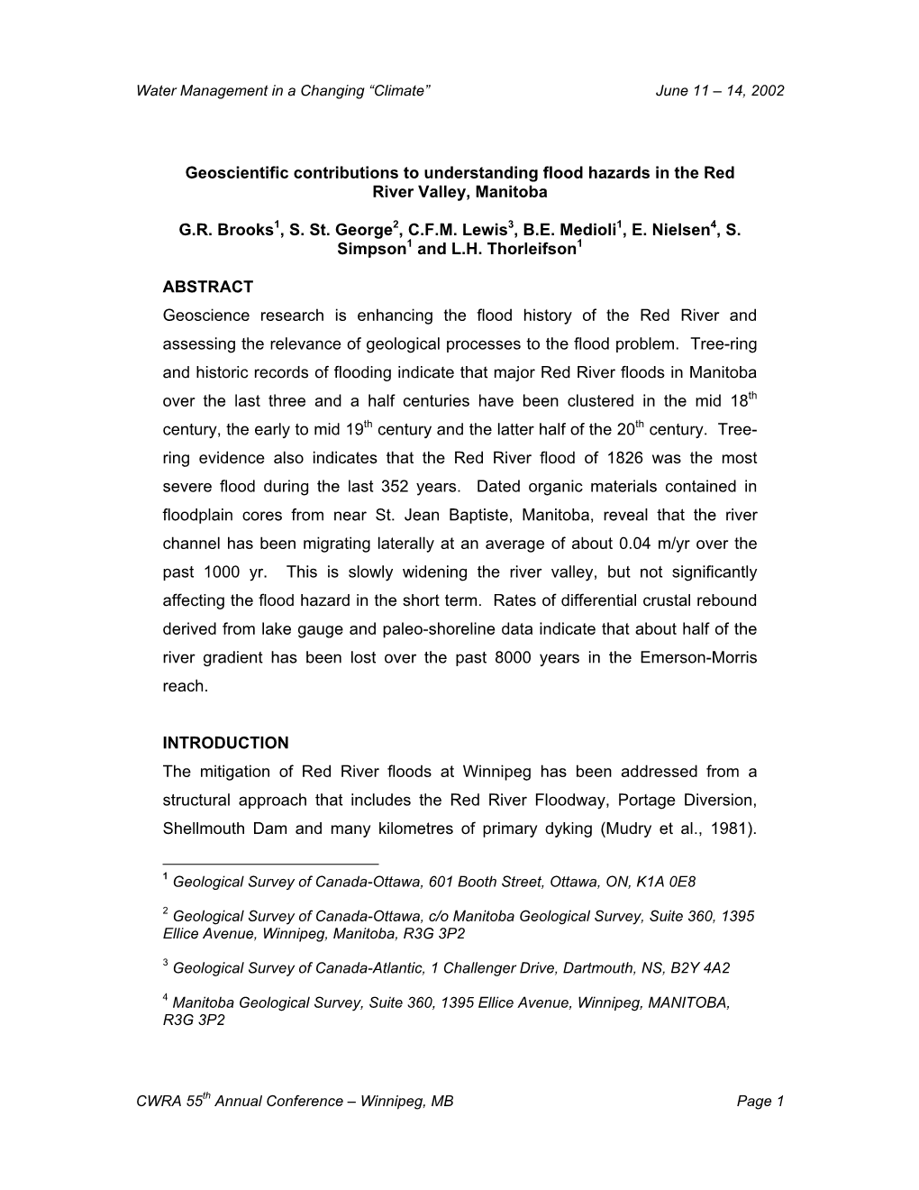 Geoscientific Contributions to Understanding Flood Hazards in the Red River Valley, Manitoba