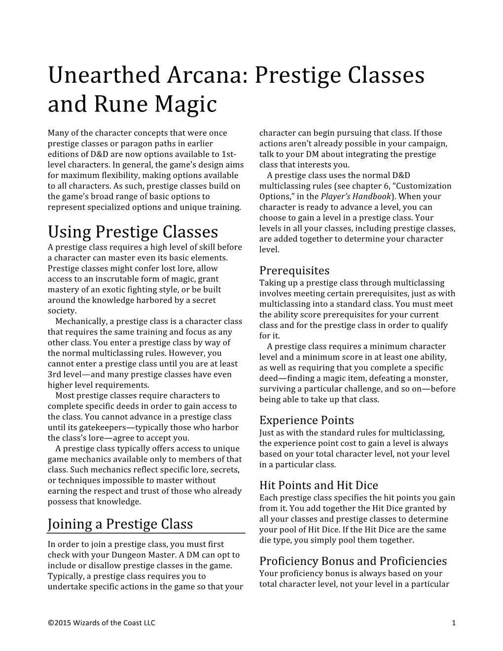 Prestige Classes and Rune Magic