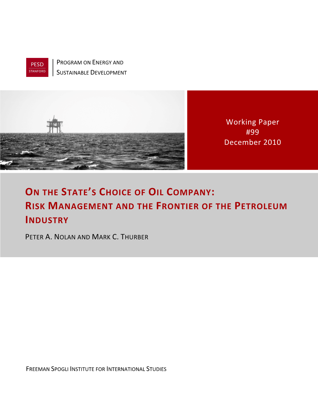 Risk Management and the Frontier of the Petroleum