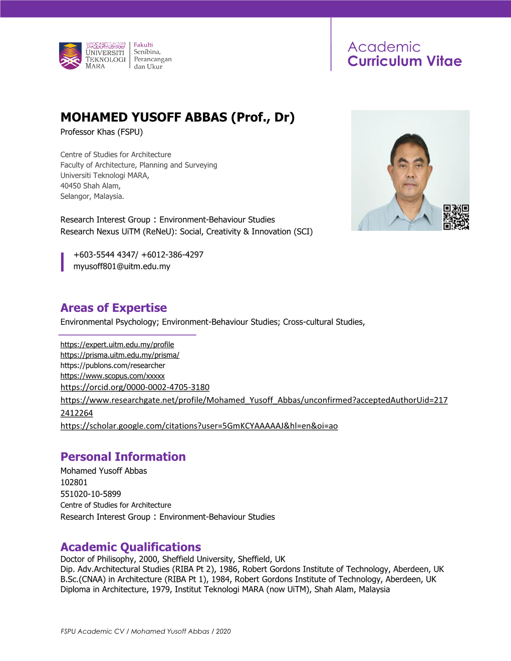 Academic Curriculum Vitae