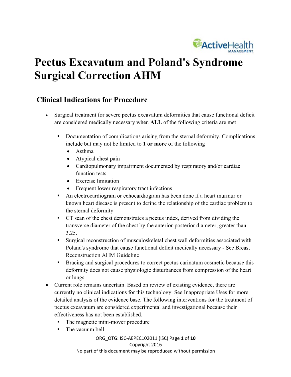 Pectus Excavatum and Poland's Syndrome Surgical Correction AHM