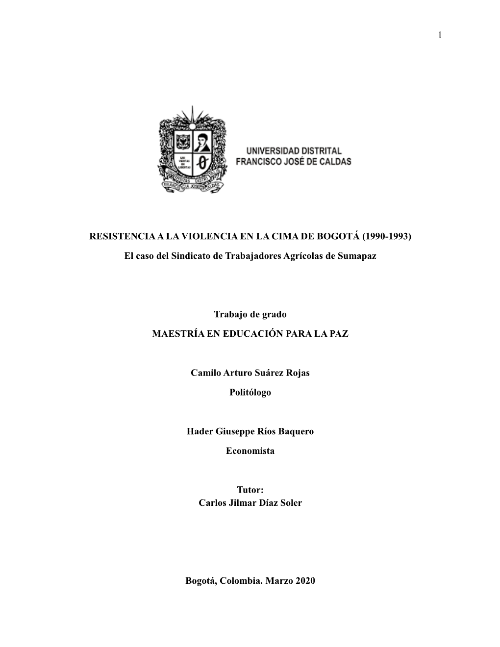 El Caso Del Sindicato De Trabajadores Agrícolas De Sumapaz Traba