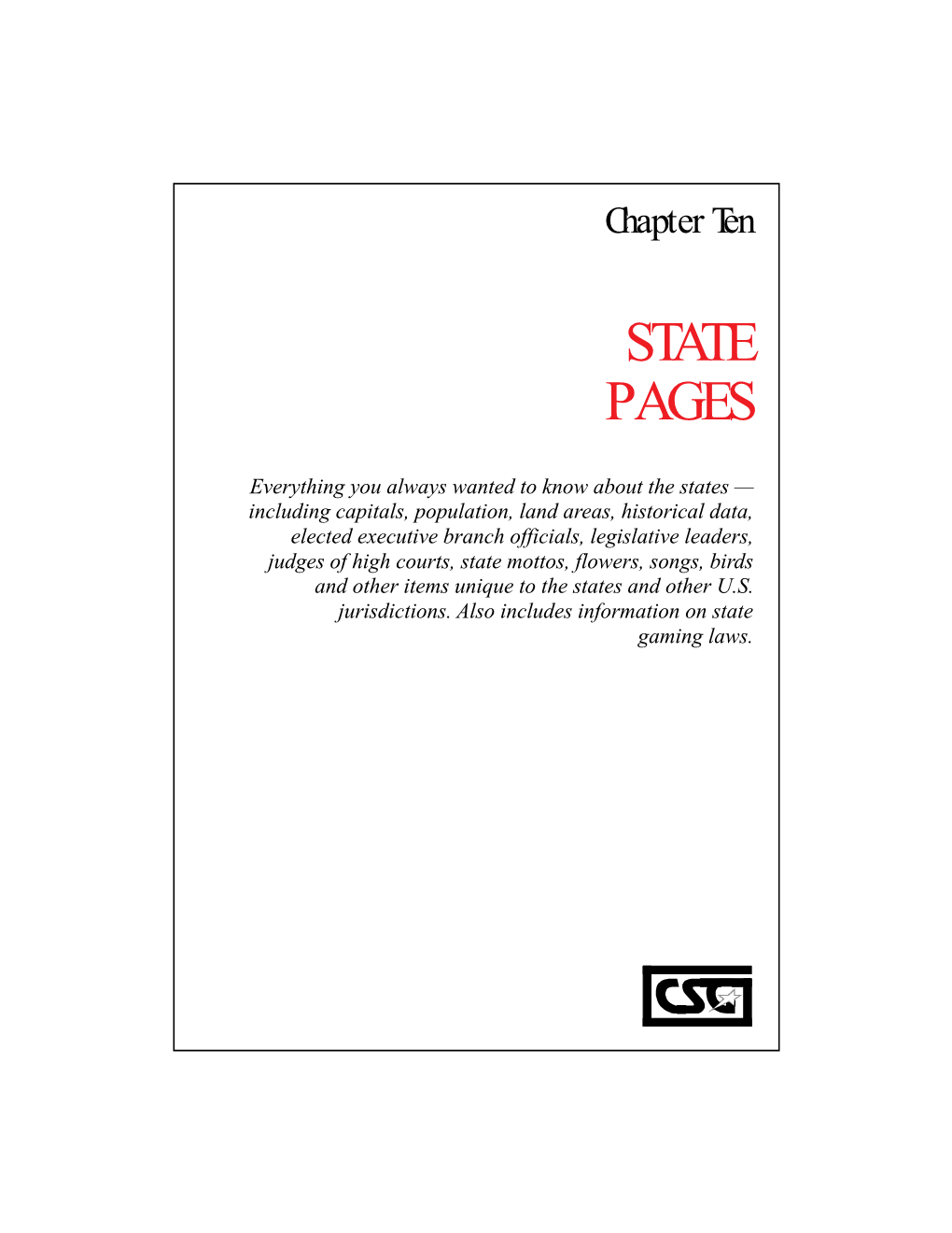 Chapter 10, State Pages