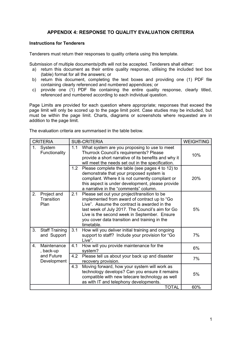 Thurrock Council - Invitation to Tender