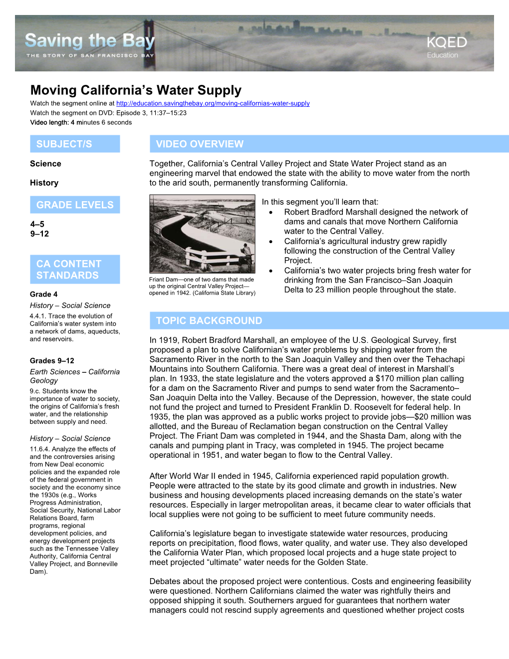 Moving California's Water Supply