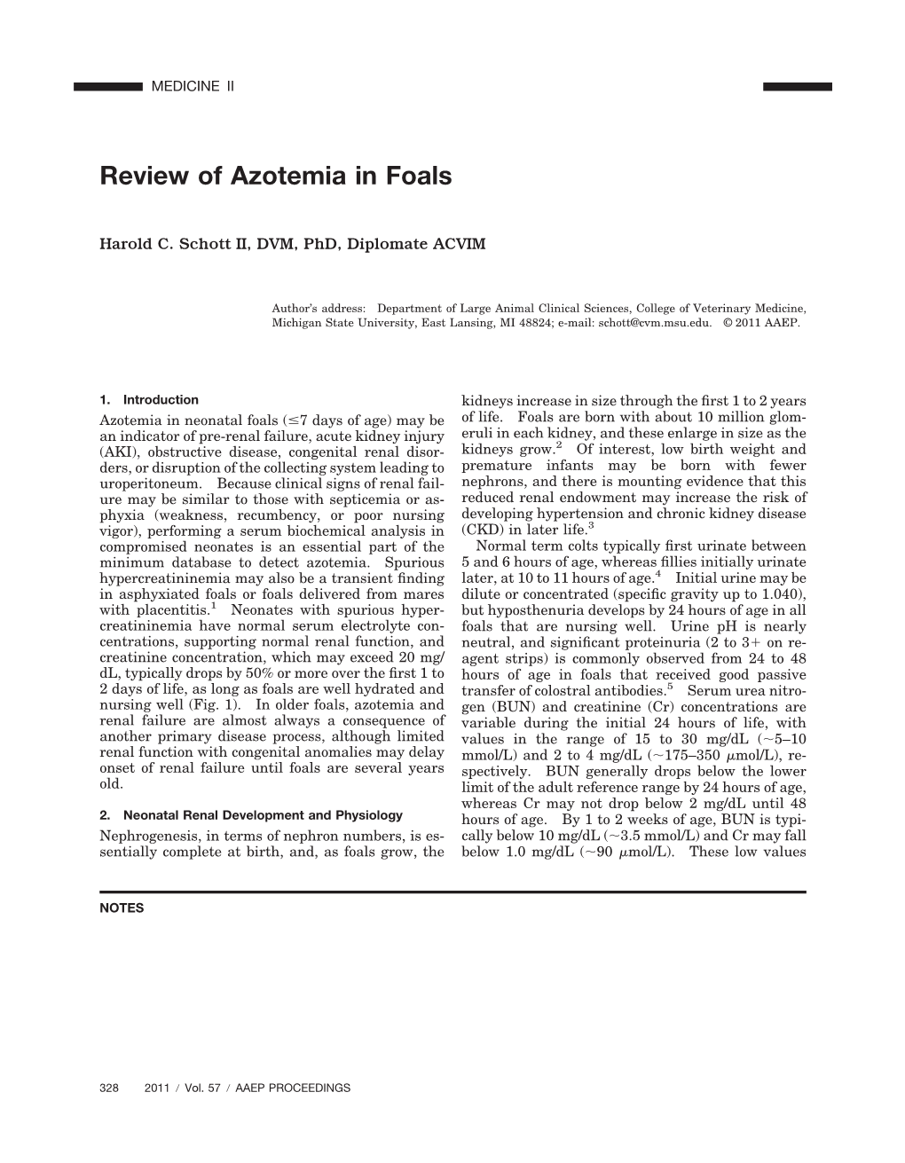 Review of Azotemia in Foals