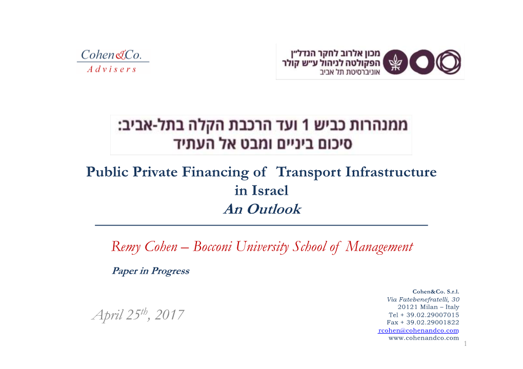 Private Financing of Infrastructure Projects