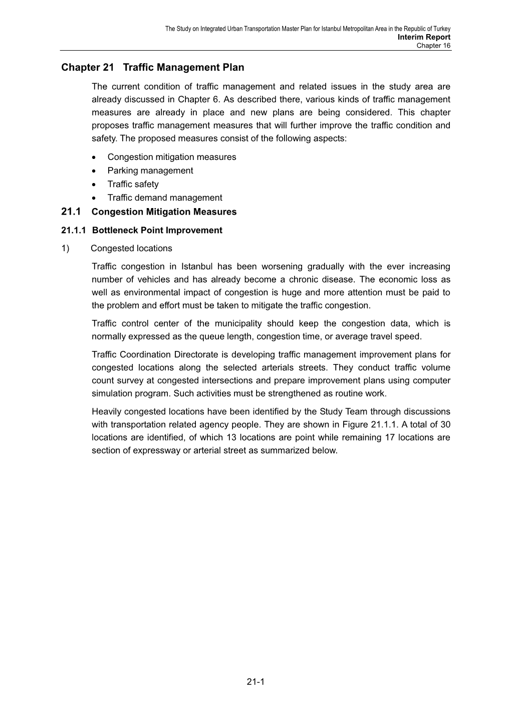 Chapter 21 Traffic Management Plan