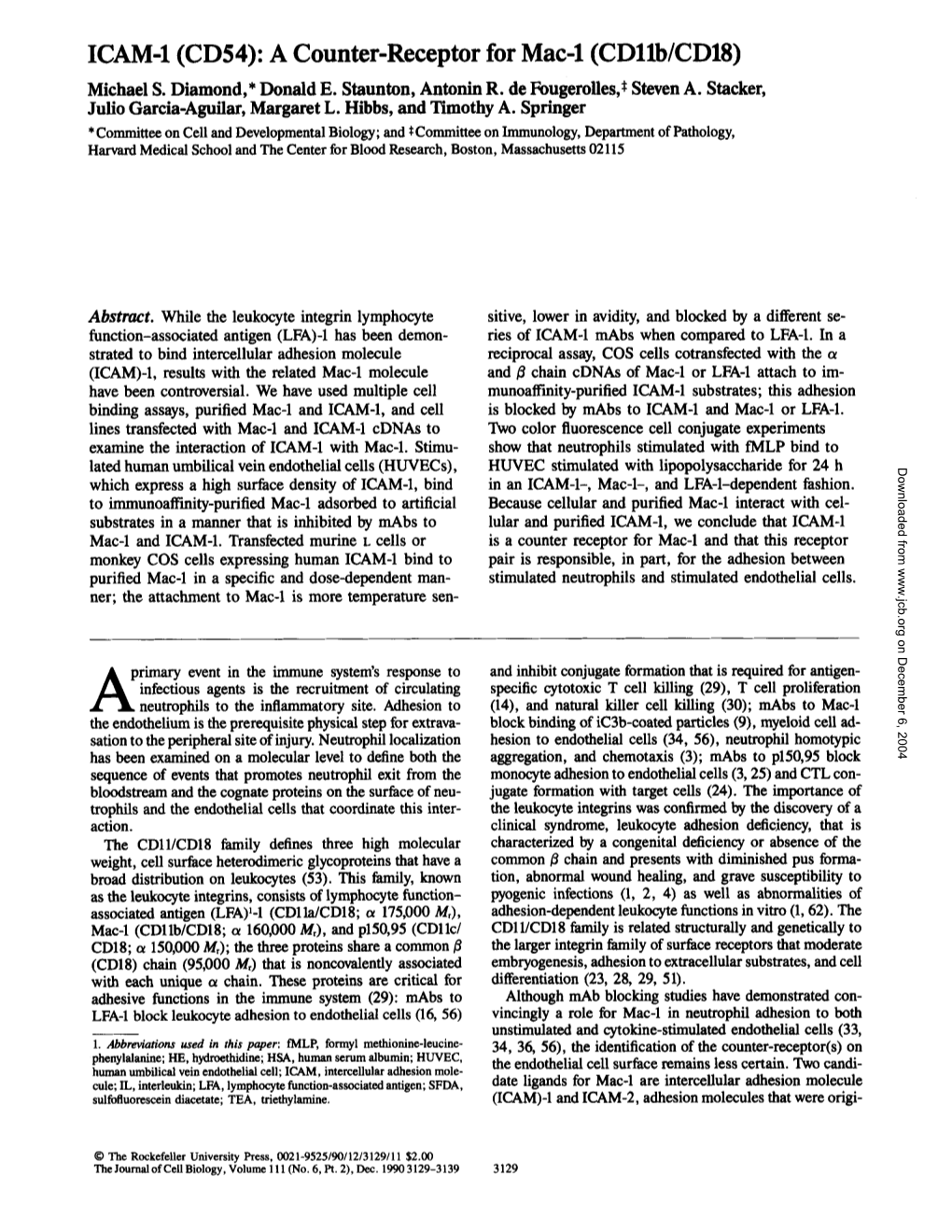 ICAM-1 (CD54): a Counter-Receptor for Mac-1 (Cdllb/CD18) Michael S