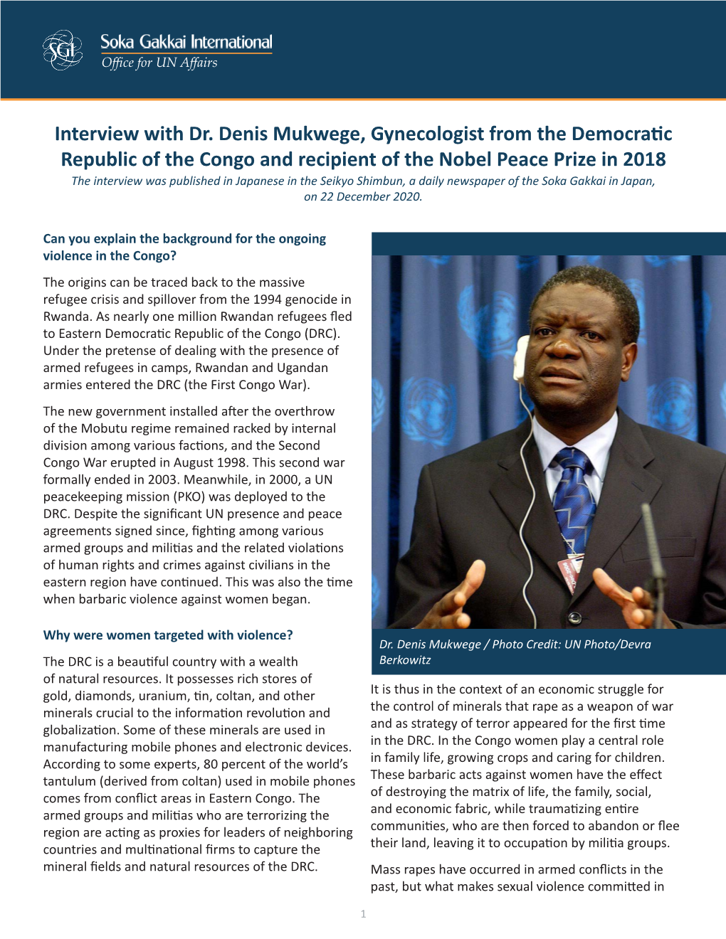 Interview with Dr. Denis Mukwege, Gynecologist from the Democratic