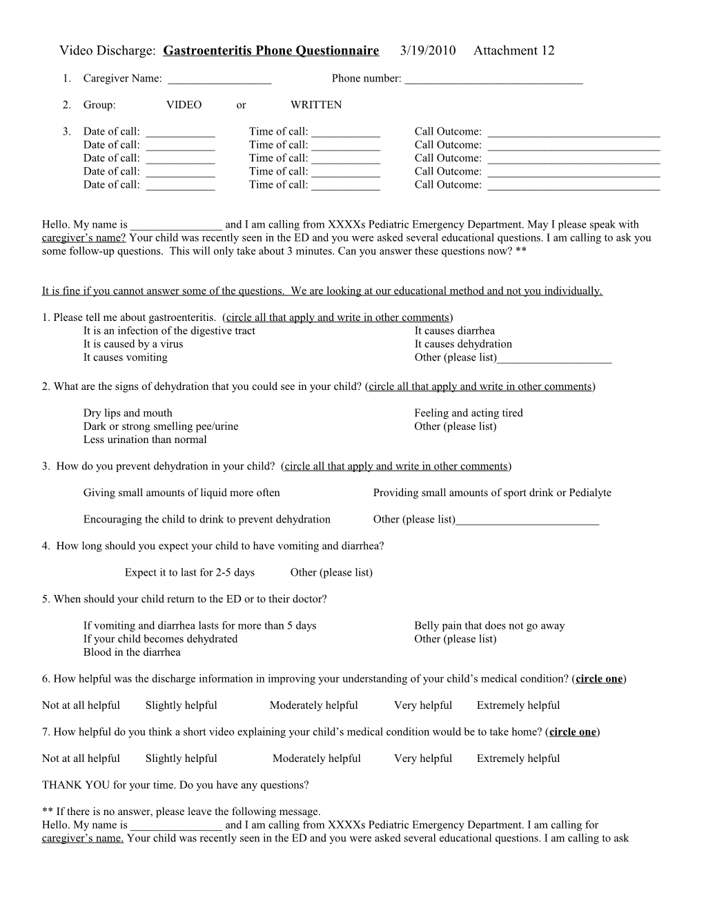 Gastroenteritis Video Discharge Instructions Outline