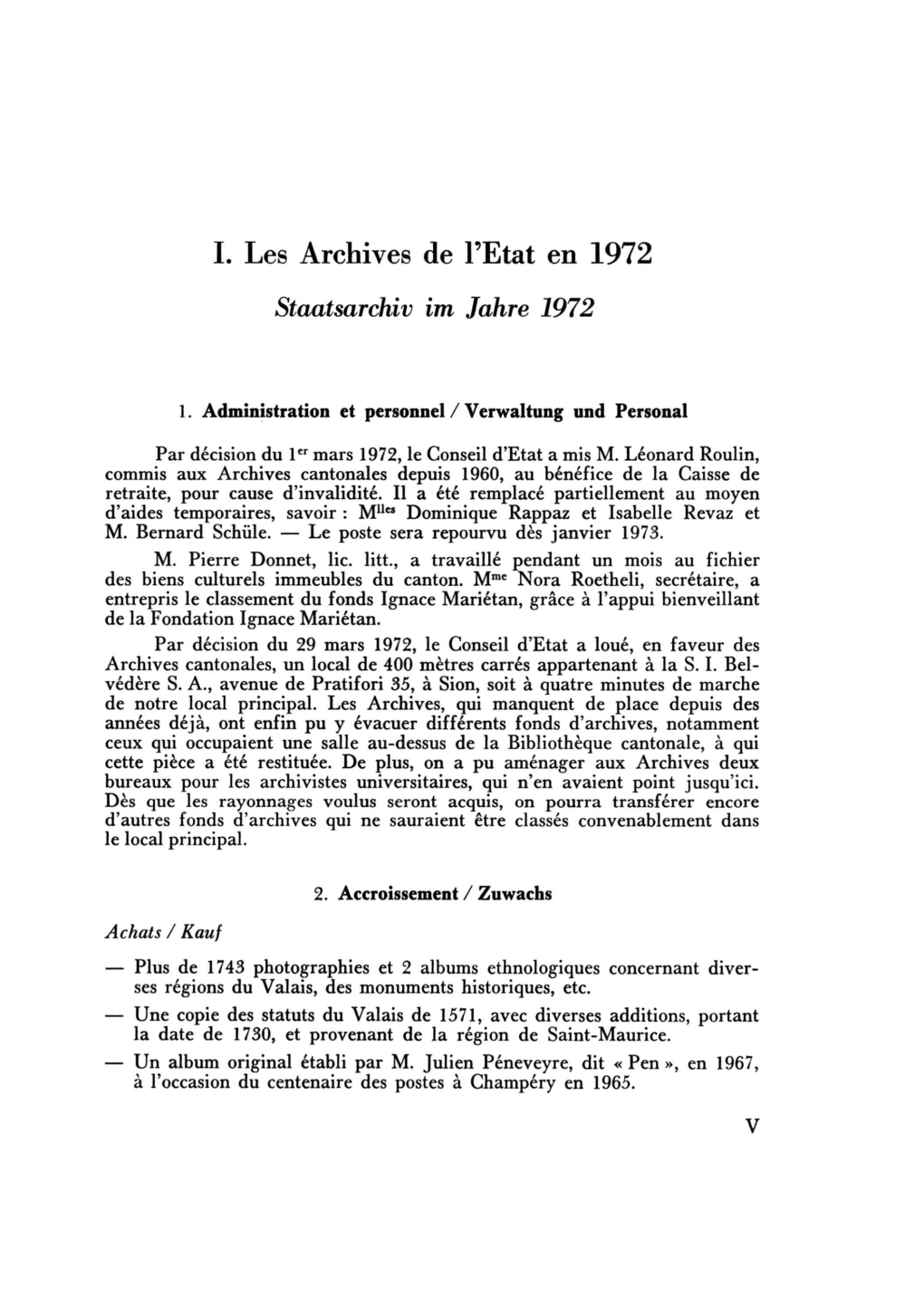 I. Les Archives De L'etat En 1972