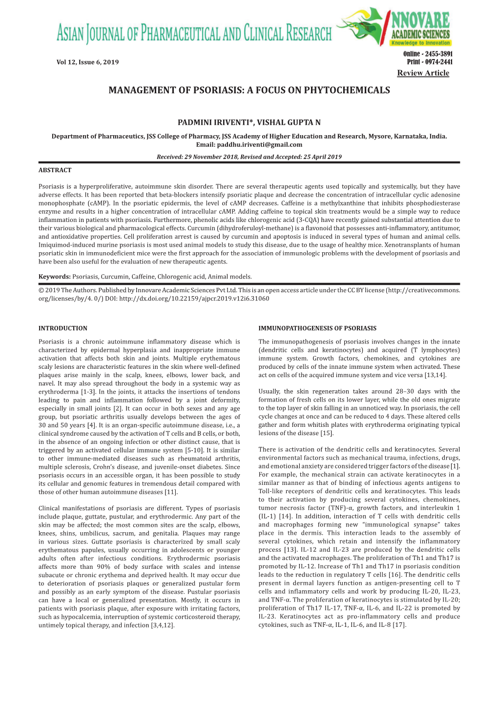 Management of Psoriasis: a Focus on Phytochemicals