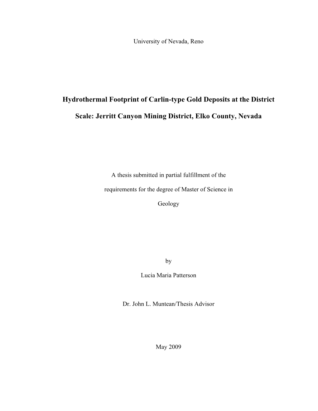 Hydrothermal Footprint of Carlin-Type Gold Deposits at the District