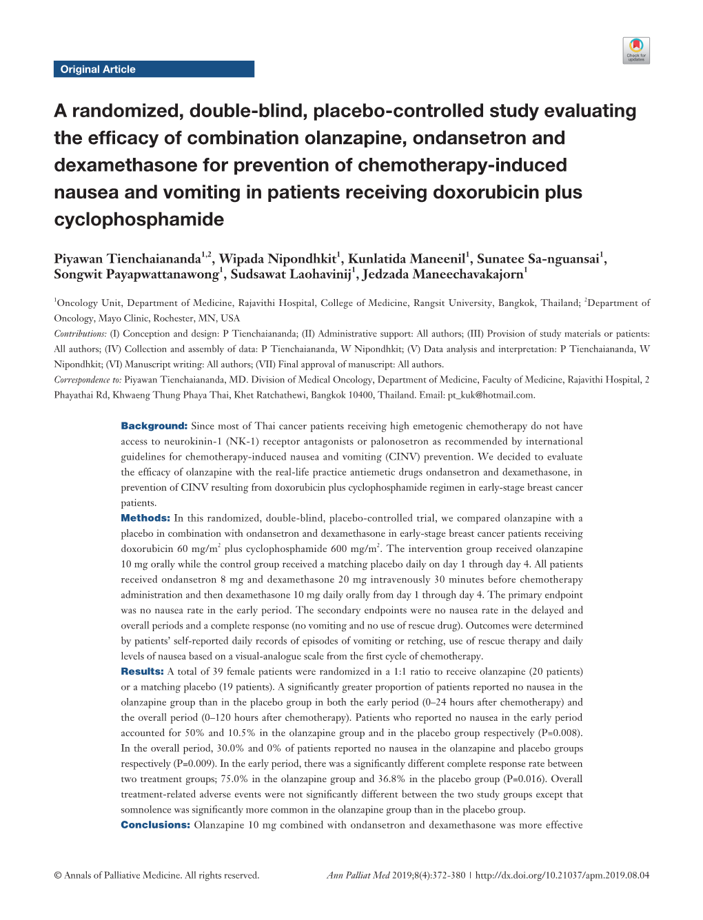 A Randomized, Double-Blind, Placebo-Controlled Study Evaluating