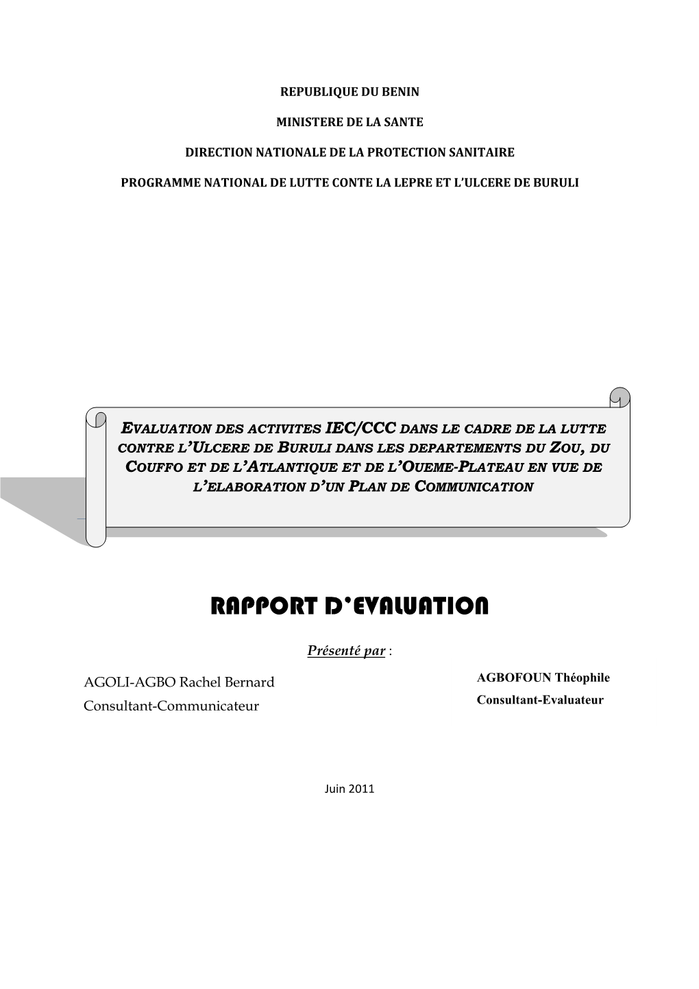 Redaction Du Rapport Provisoire D'evaluation