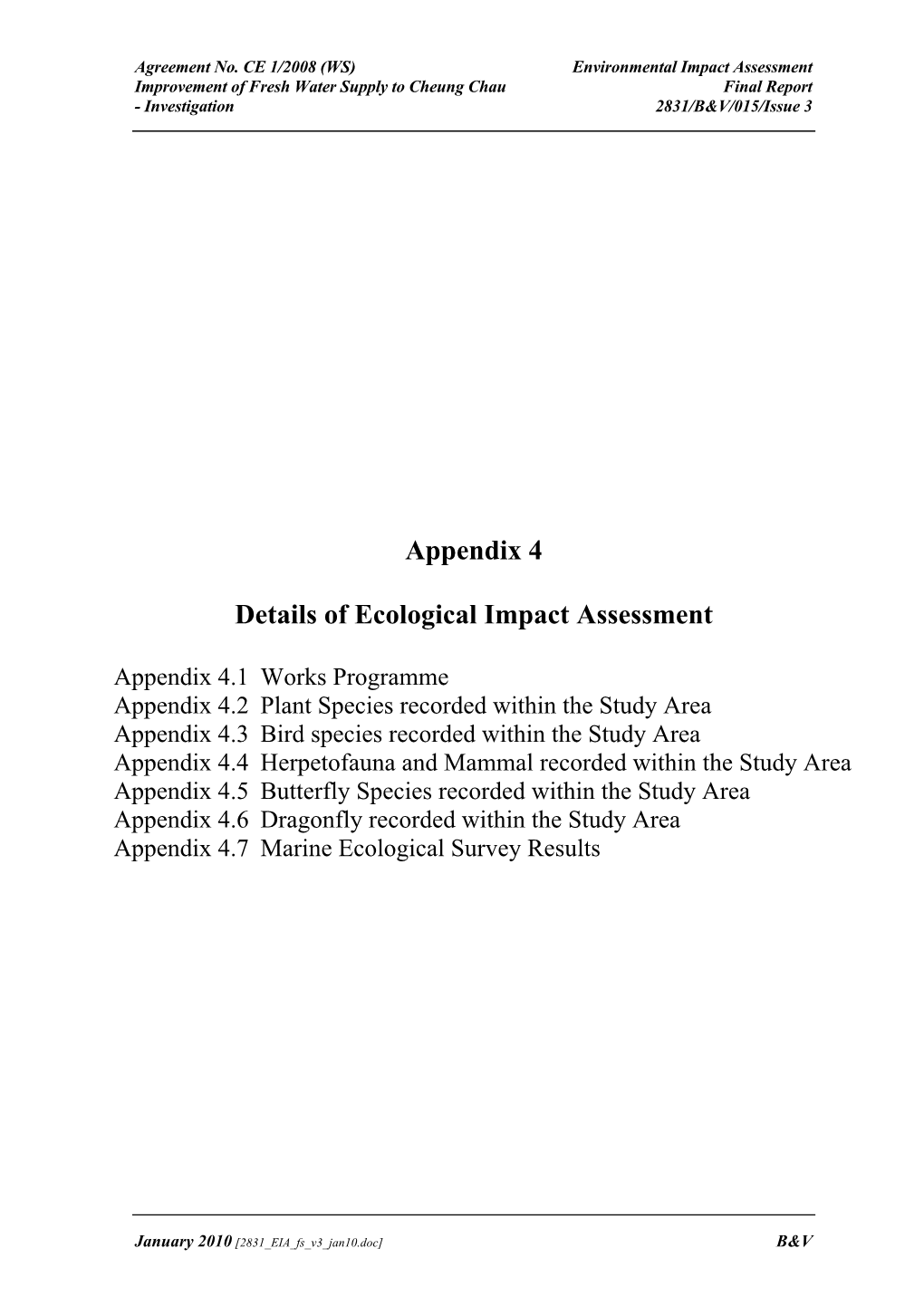 Appendix 4 Details of Ecological Impact Assessment