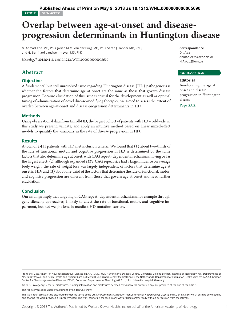 Overlap Between Age-At-Onset and Disease-Progression Determinants in HD