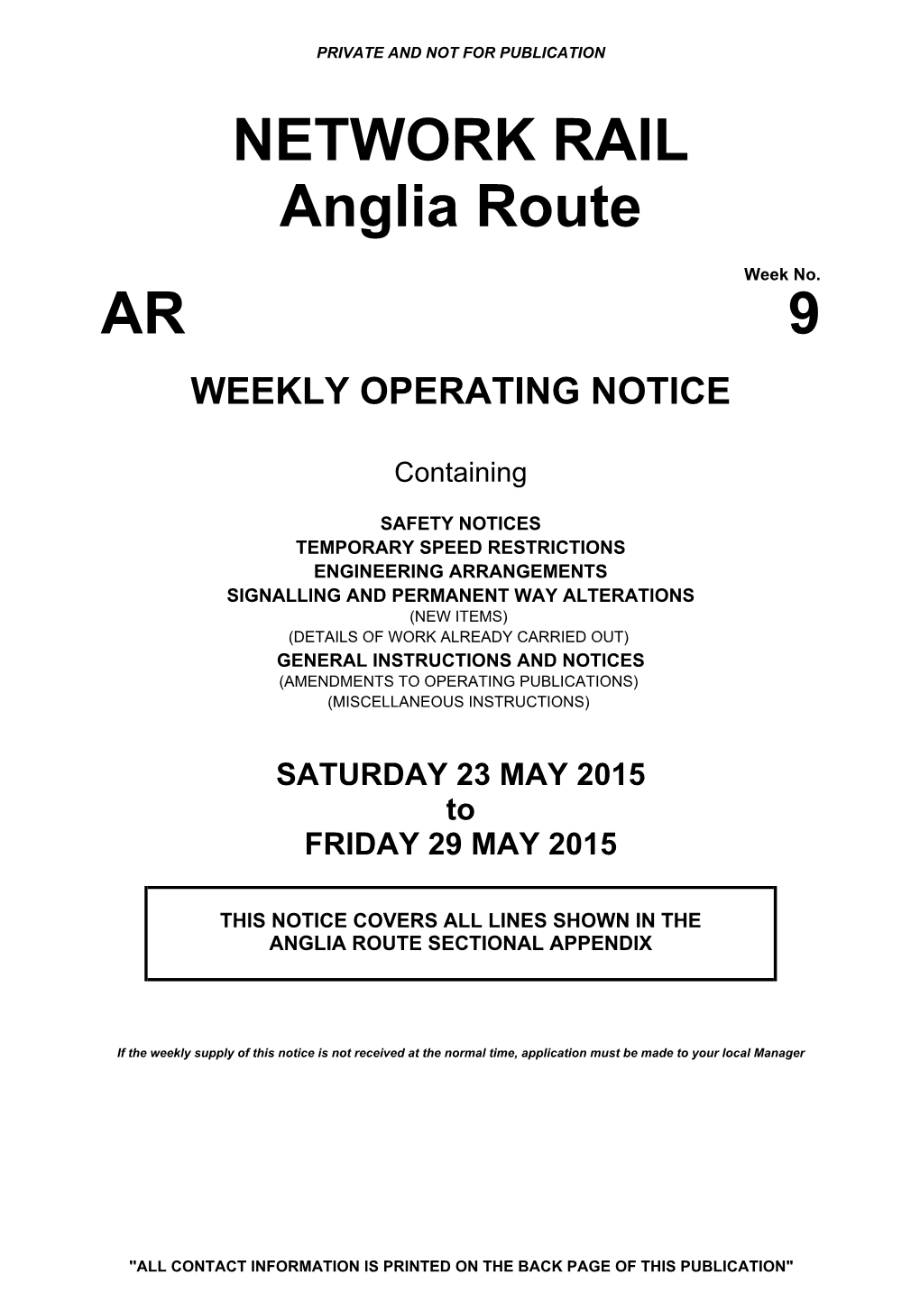 NETWORK RAIL Anglia Route AR 9