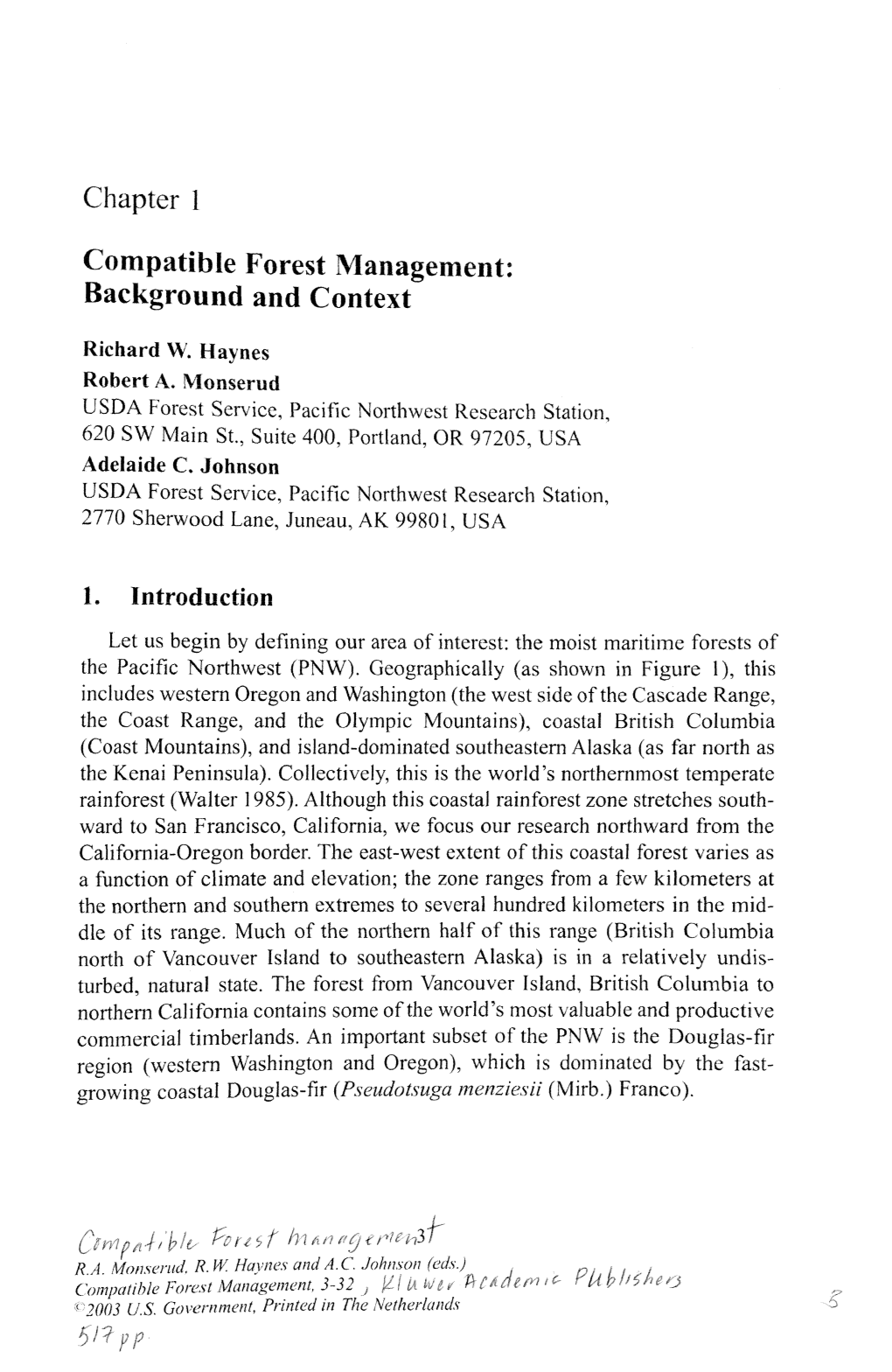 Chapter 1 Compatible Forest Management