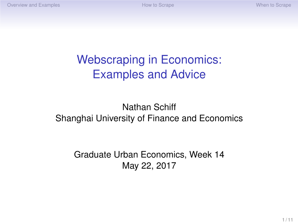 Webscraping in Economics: Examples and Advice