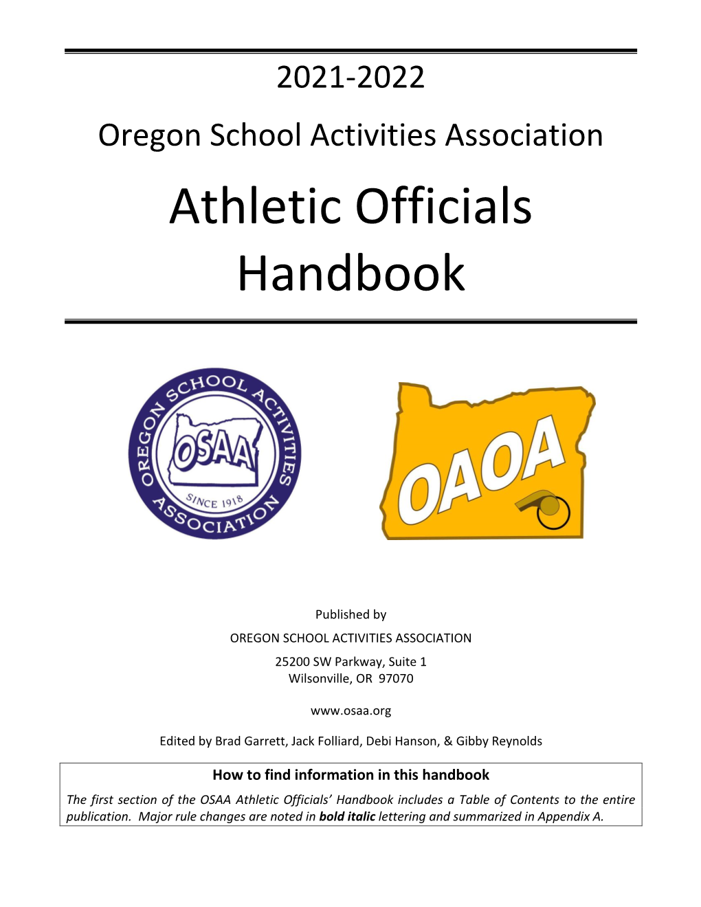 OSAA Athletic Officials Handbook