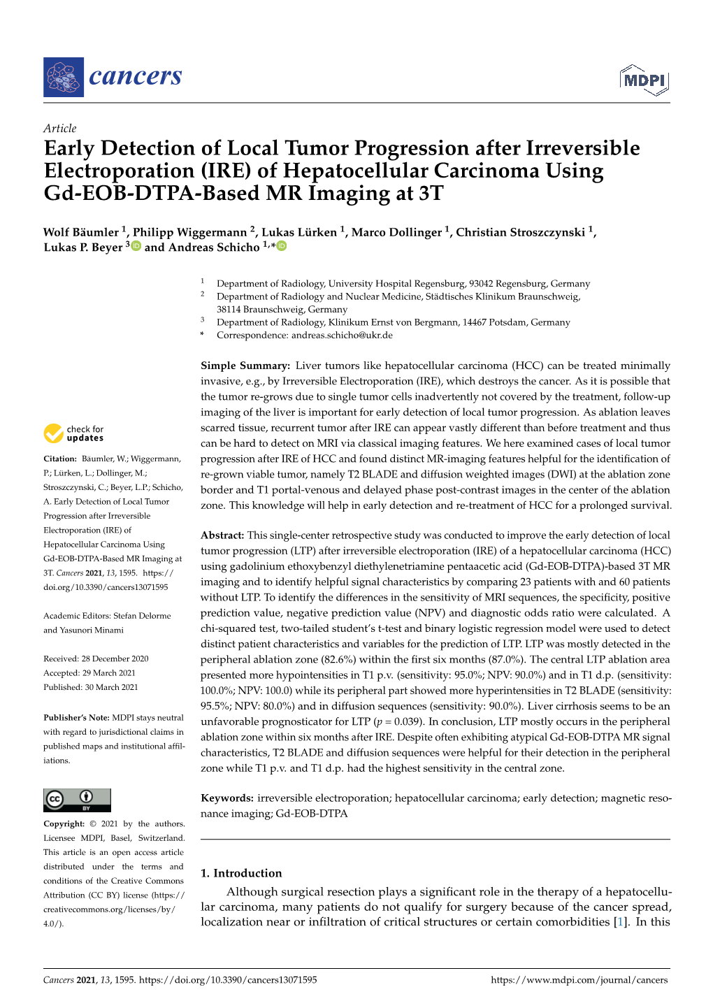 Early Detection of Local Tumor Progression After Irreversible Electroporation (IRE) of Hepatocellular Carcinoma Using Gd-EOB-DTPA-Based MR Imaging at 3T