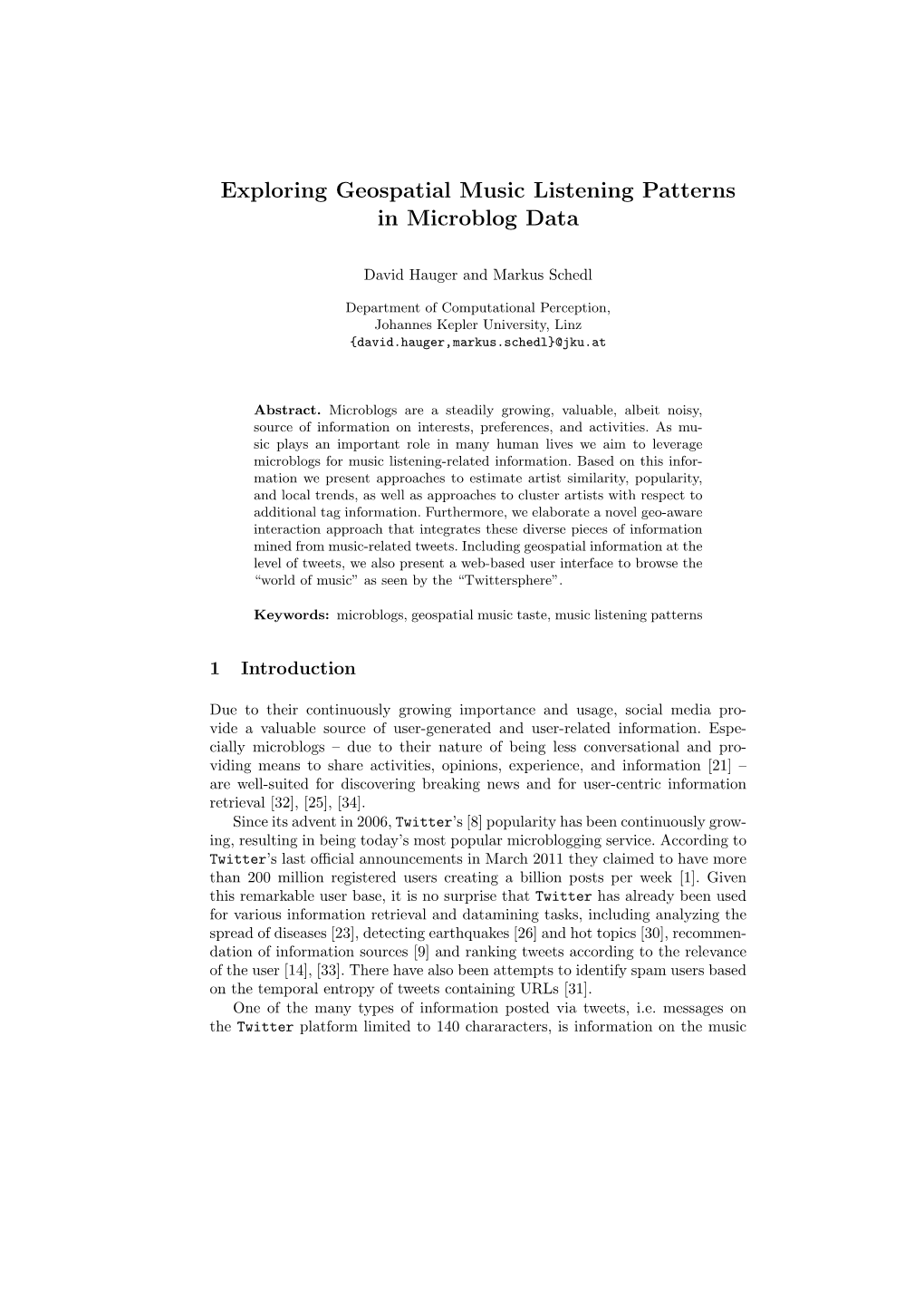 Exploring Geospatial Music Listening Patterns in Microblog Data