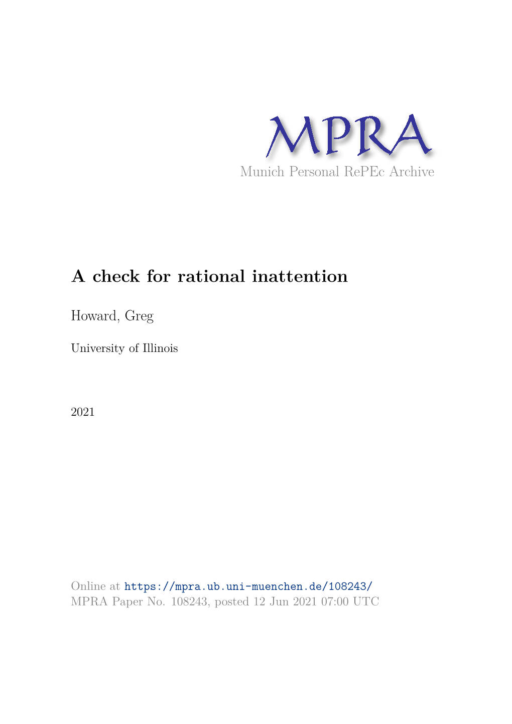 A Check for Rational Inattention