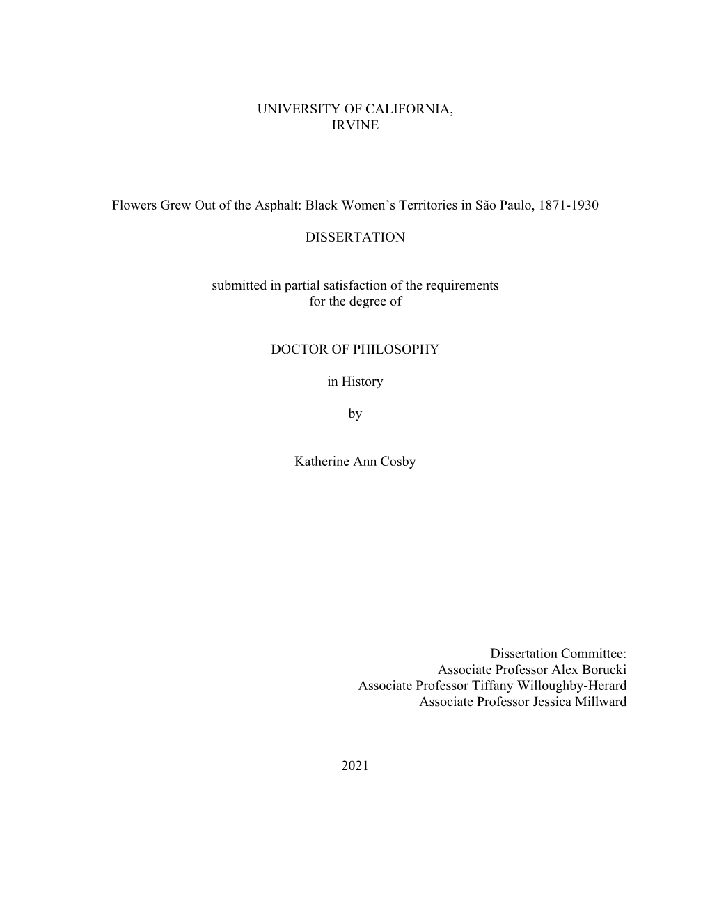 Black Women's Territories in São Paulo, 1871-1930 DISSERTAT