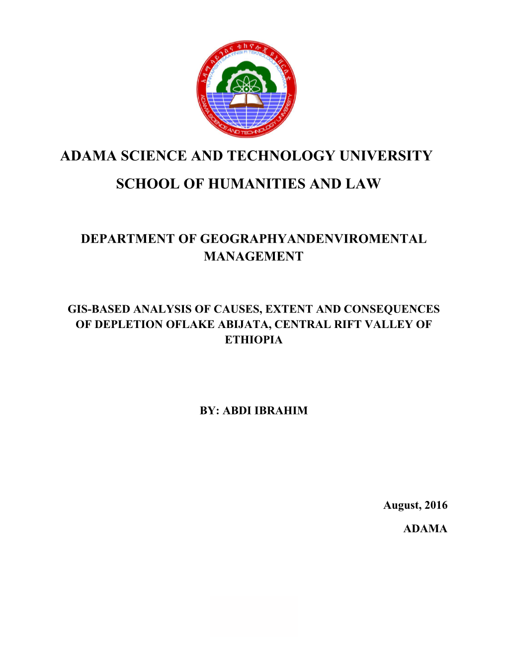 Adama Science and Technology University School of Humanities and Law