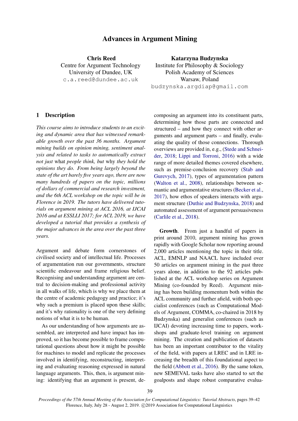 Advances in Argument Mining