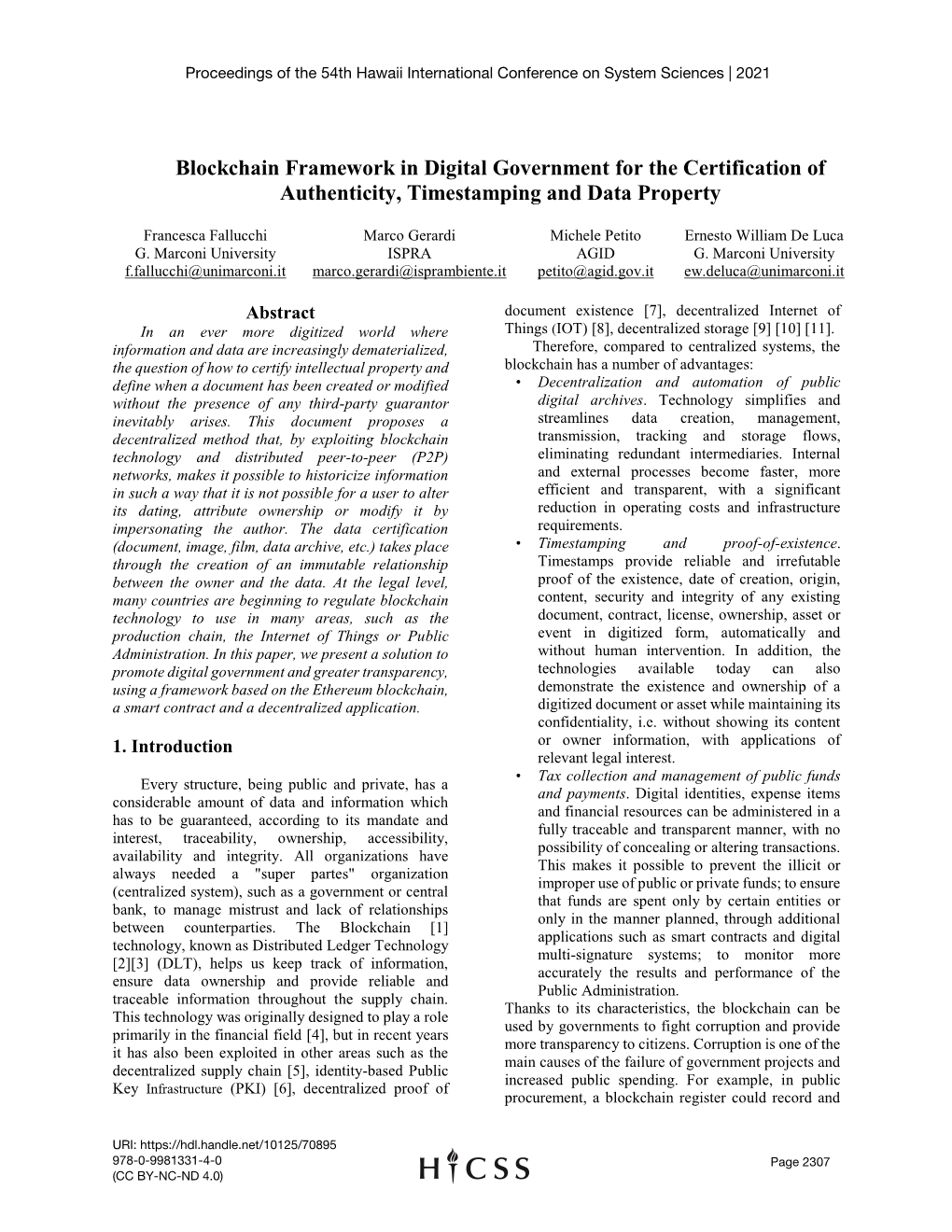 Blockchain Framework in Digital Government for the Certification of Authenticity, Timestamping and Data Property