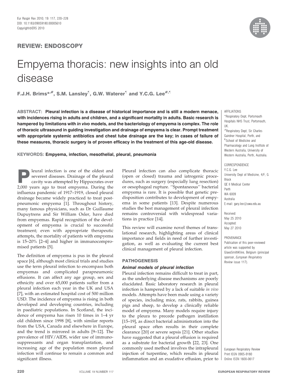 Empyema Thoracis: New Insights Into an Old Disease