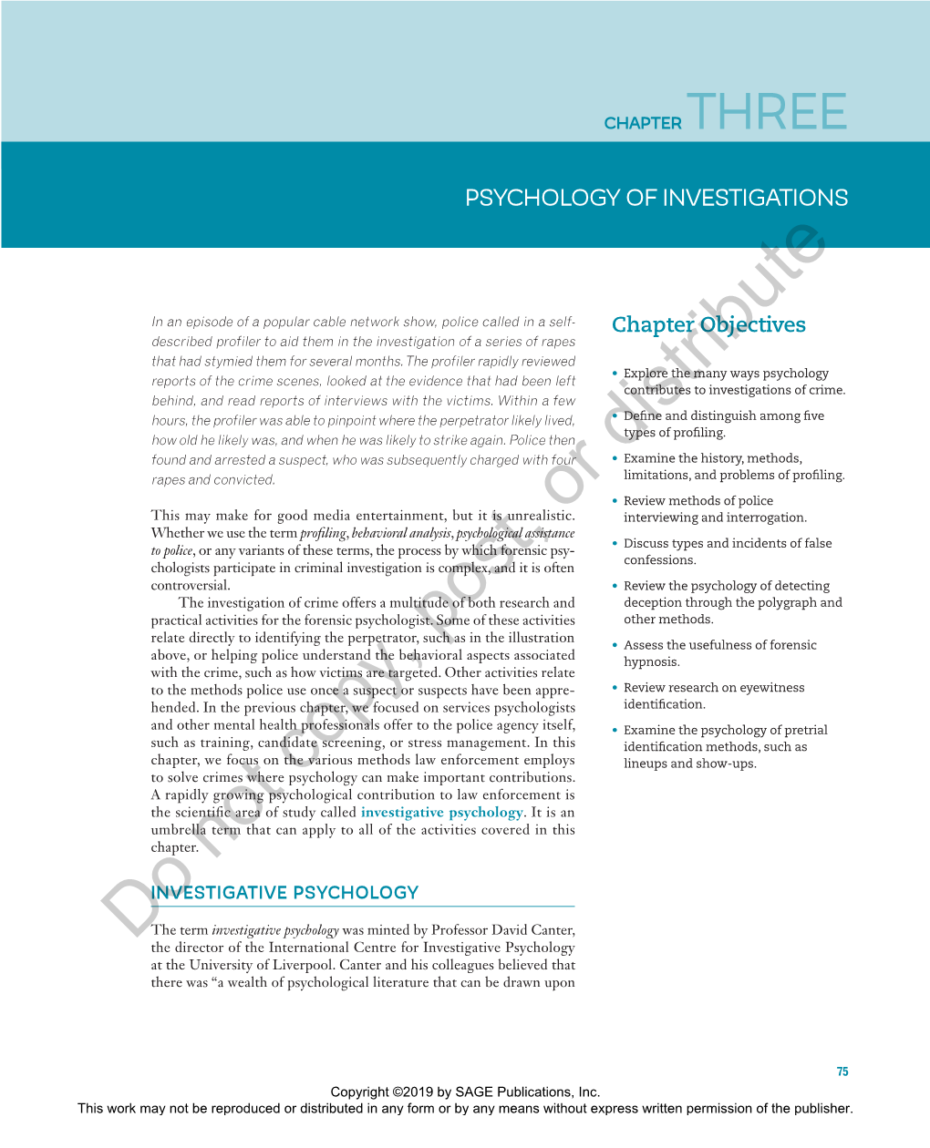 Chapter 3: Psychology of Investigations