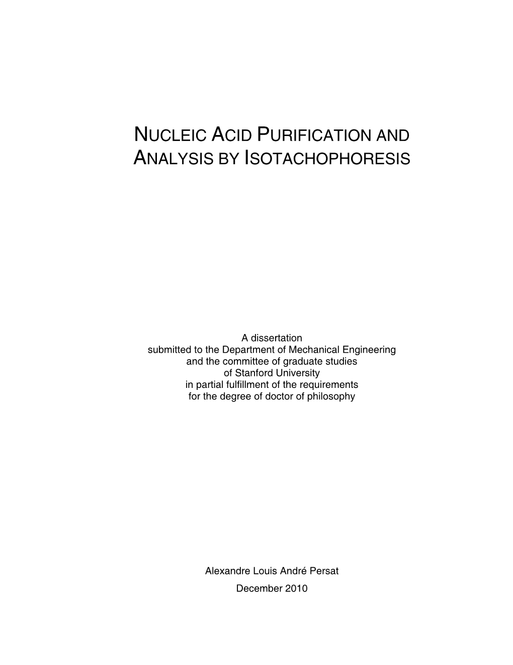 Nucleic Acid Purification and Analysis by Isotachophoresis