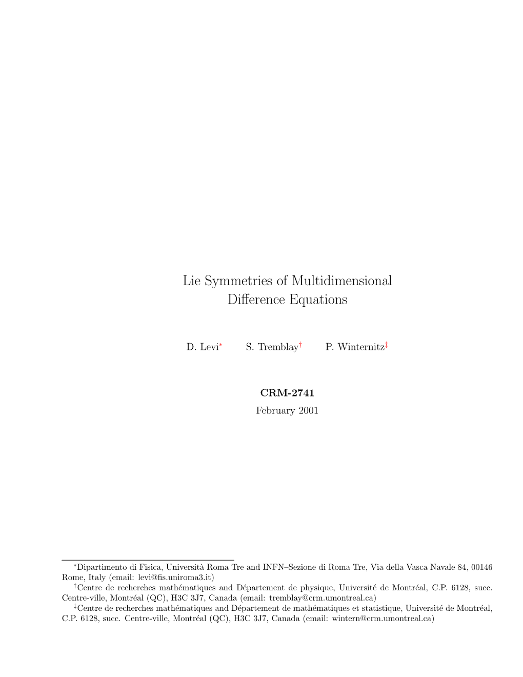 Lie Symmetries of Multidimensional Difference Equations