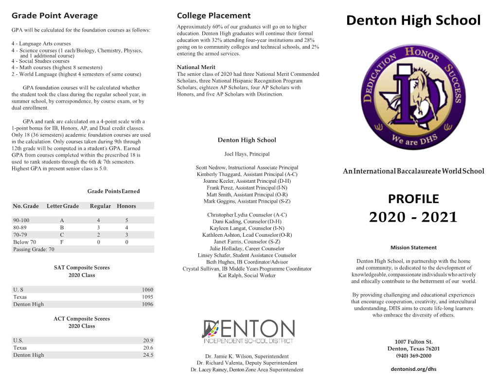 Denton High School 2020