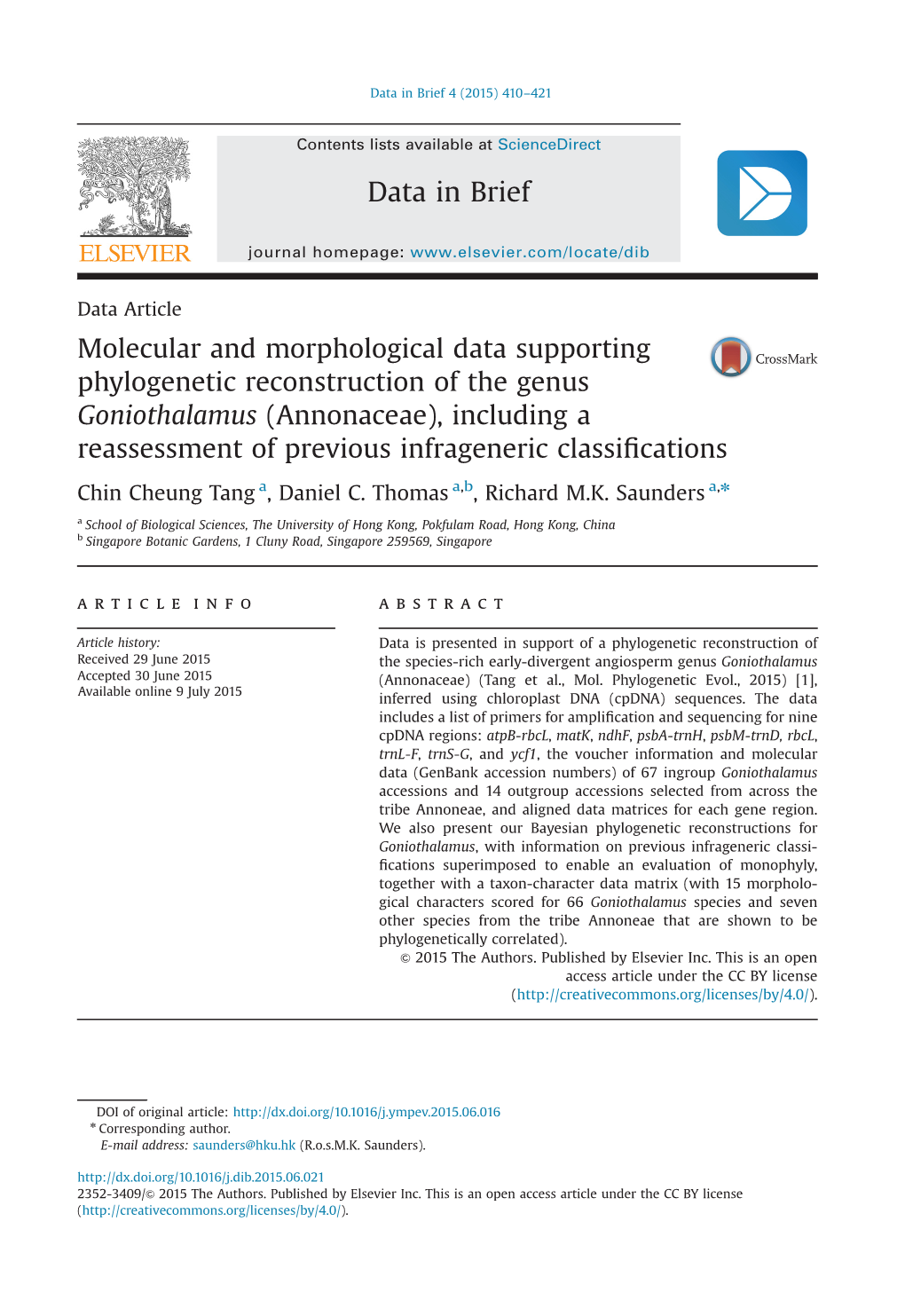 Molecular and Morphological Data Supporting