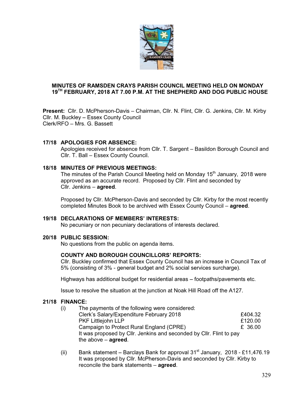 Council Minutes 19 Feb 2019