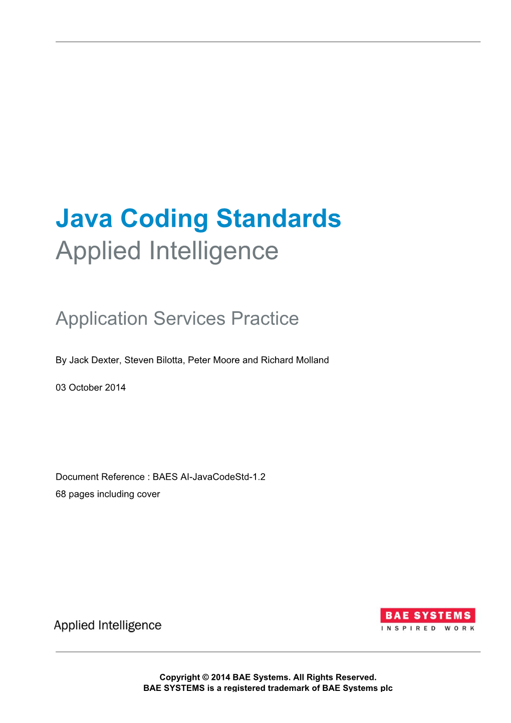 Java Coding Standards Applied Intelligence