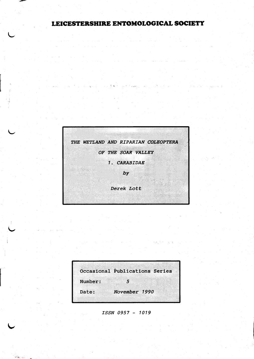 Letcestershine Eiittomological Societi U